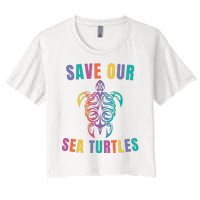 Earth Day, Save Our Sea Turtles, Sea Turtle Lover, Marine Life Women's Crop Top Tee