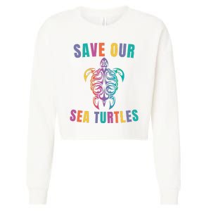 Earth Day, Save Our Sea Turtles, Sea Turtle Lover, Marine Life Cropped Pullover Crew