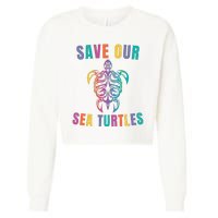 Earth Day, Save Our Sea Turtles, Sea Turtle Lover, Marine Life Cropped Pullover Crew