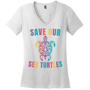 Earth Day, Save Our Sea Turtles, Sea Turtle Lover, Marine Life Women's V-Neck T-Shirt