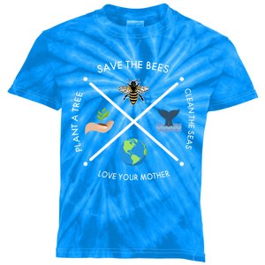 Earth Day Save The Bees Plant More Trees Clean The Seas Great Gift Kids Tie-Dye T-Shirt