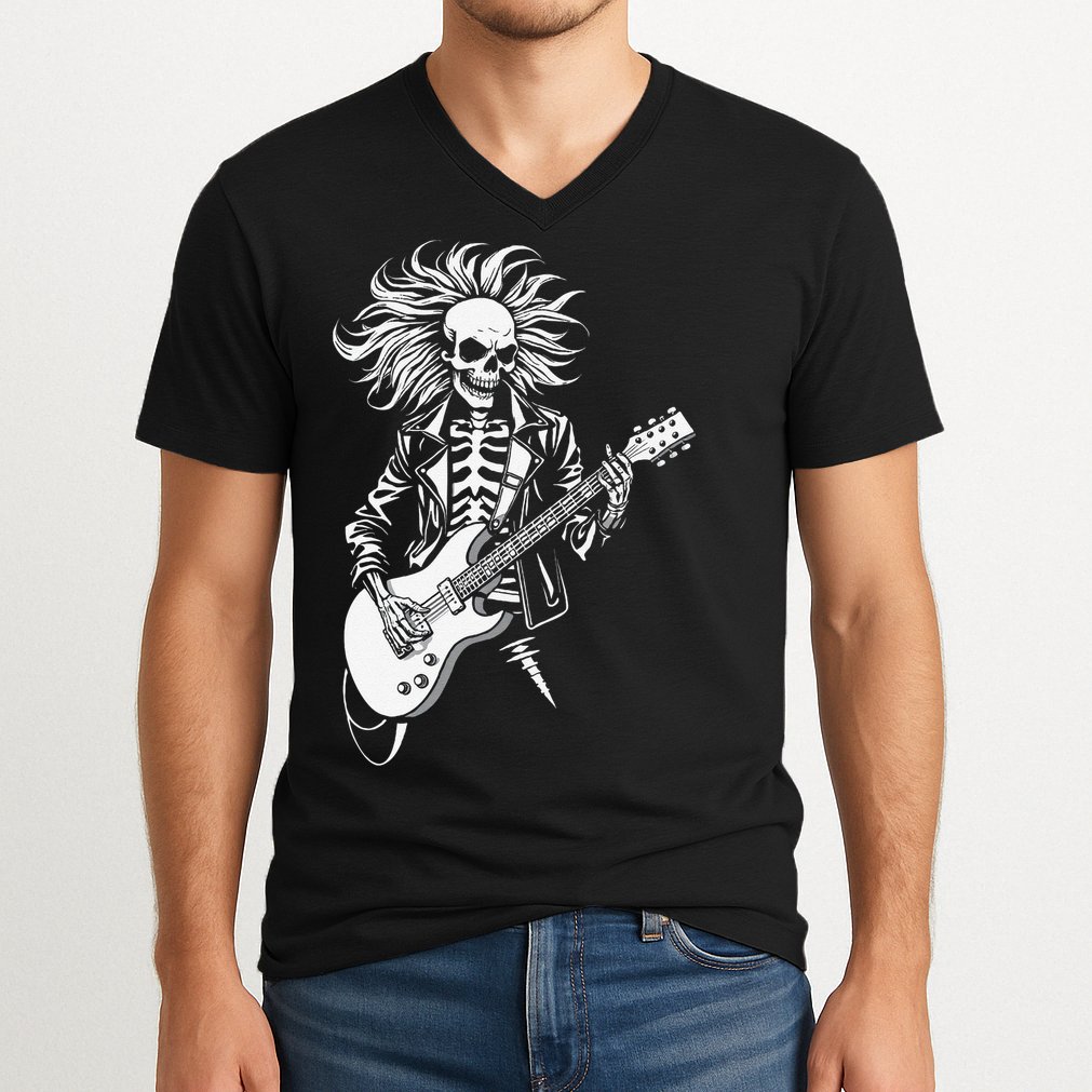 Edgy Dynamic Skeleton V-Neck T-Shirt