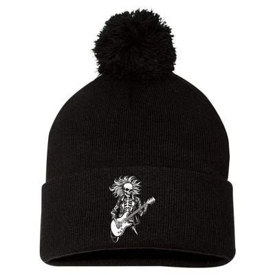 Edgy Dynamic Skeleton Pom Pom 12in Knit Beanie