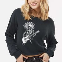 Edgy Dynamic Skeleton Cropped Pullover Crew