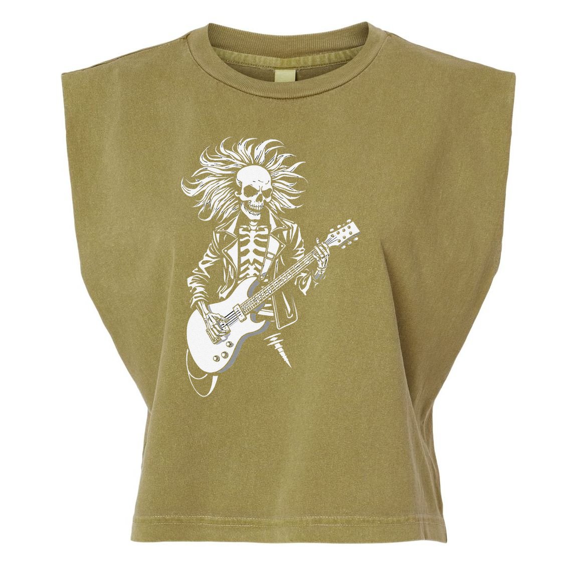 Edgy Dynamic Skeleton Garment-Dyed Women's Muscle Tee