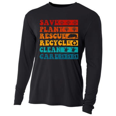 Earth Day Save Bees Rescue Animals Recycle Plastics Cooling Performance Long Sleeve Crew