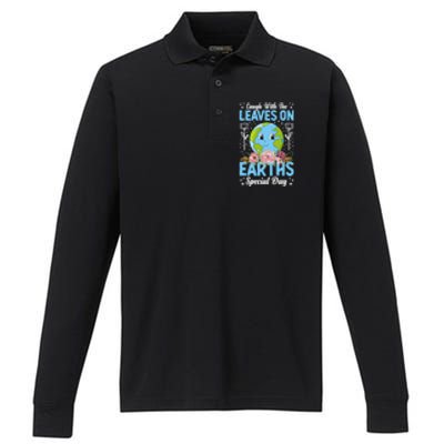 Earth Day Special Laugh With The Leaves On Performance Long Sleeve Polo