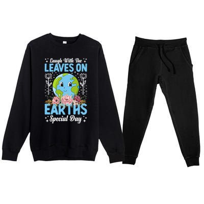 Earth Day Special Laugh With The Leaves On Premium Crewneck Sweatsuit Set