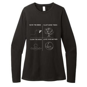 Earth Day Save The Bees Plant More Trees Clean The Seas Great Gift Womens CVC Long Sleeve Shirt