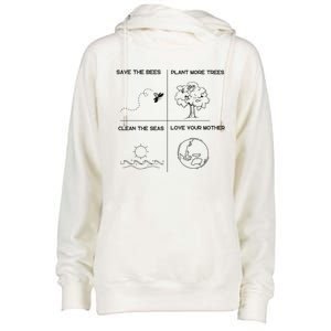 Earth Day Save The Bees Plant More Trees Clean The Seas Great Gift Womens Funnel Neck Pullover Hood