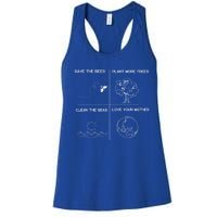 Earth Day Save The Bees Plant More Trees Clean The Seas Great Gift Women's Racerback Tank