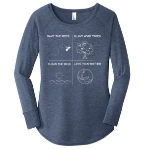 Earth Day Save The Bees Plant More Trees Clean The Seas Great Gift Women's Perfect Tri Tunic Long Sleeve Shirt