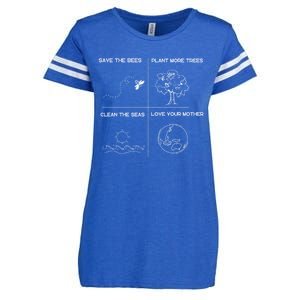 Earth Day Save The Bees Plant More Trees Clean The Seas Great Gift Enza Ladies Jersey Football T-Shirt