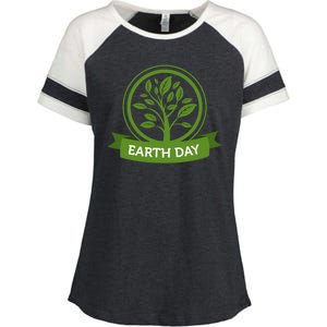 Earth Day Tree Enza Ladies Jersey Colorblock Tee