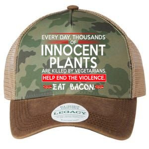 Every Day Thousands Of Innocent Plants Are Killed By Vegetarians Eat Bacon Legacy Tie Dye Trucker Hat