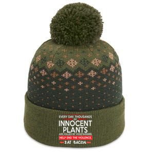 Every Day Thousands Of Innocent Plants Are Killed By Vegetarians Eat Bacon The Baniff Cuffed Pom Beanie