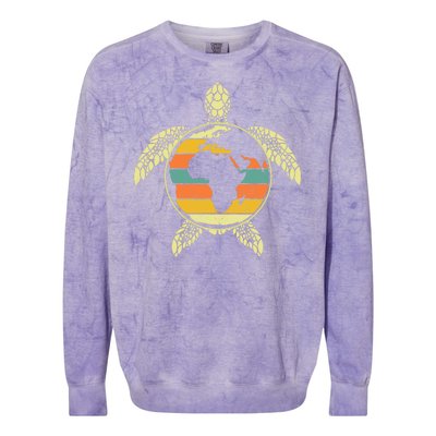 Earth Day Turtle Retro Colorblast Crewneck Sweatshirt