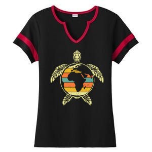 Earth Day Turtle Retro Ladies Halftime Notch Neck Tee