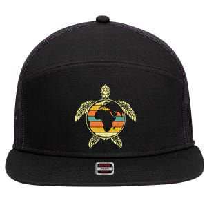 Earth Day Turtle Retro 7 Panel Mesh Trucker Snapback Hat