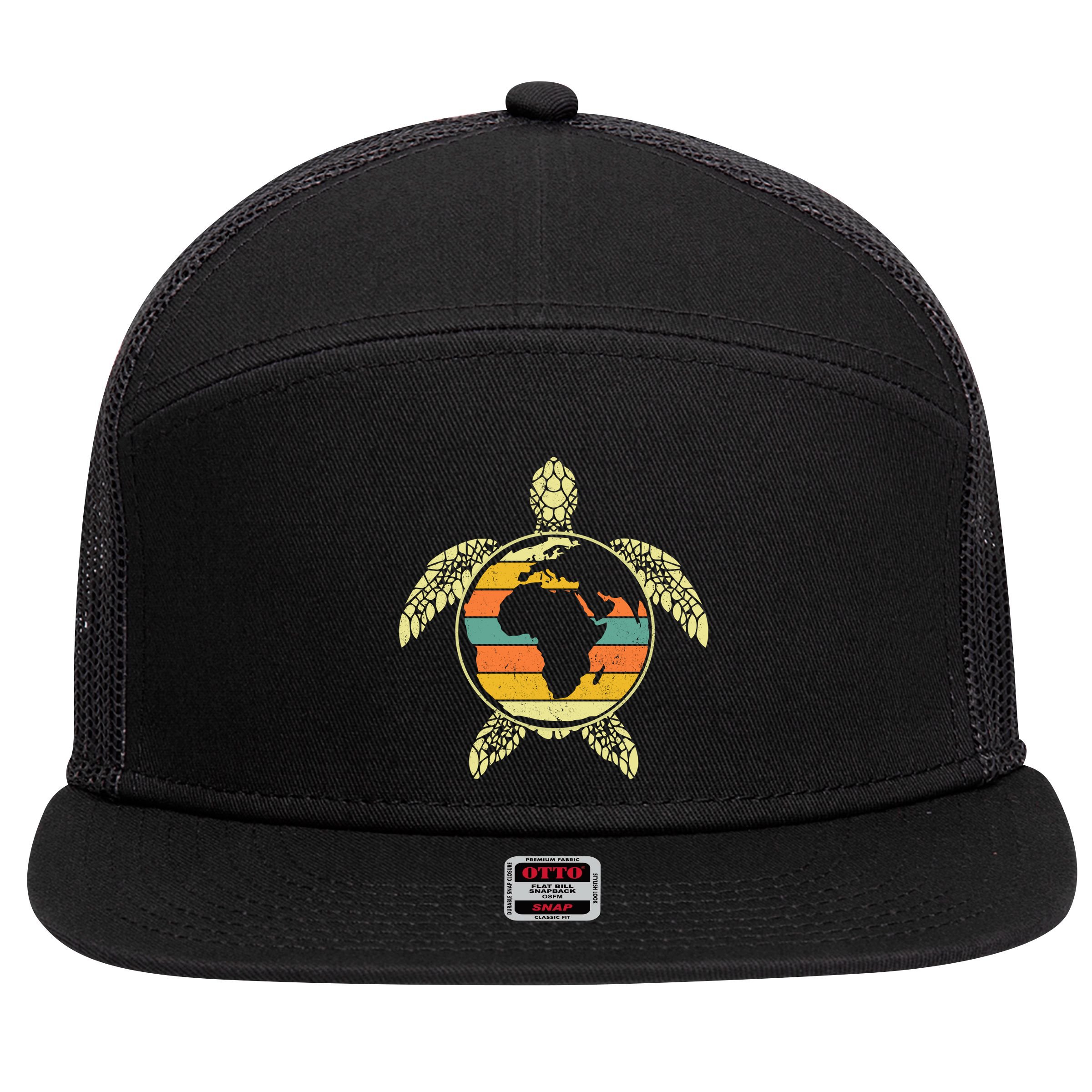 Earth Day Turtle Retro 7 Panel Mesh Trucker Snapback Hat