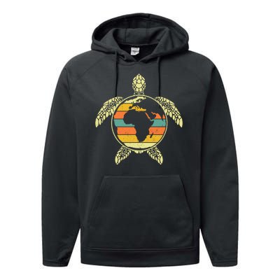 Earth Day Turtle Retro Performance Fleece Hoodie