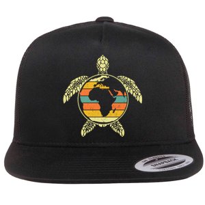 Earth Day Turtle Retro Flat Bill Trucker Hat