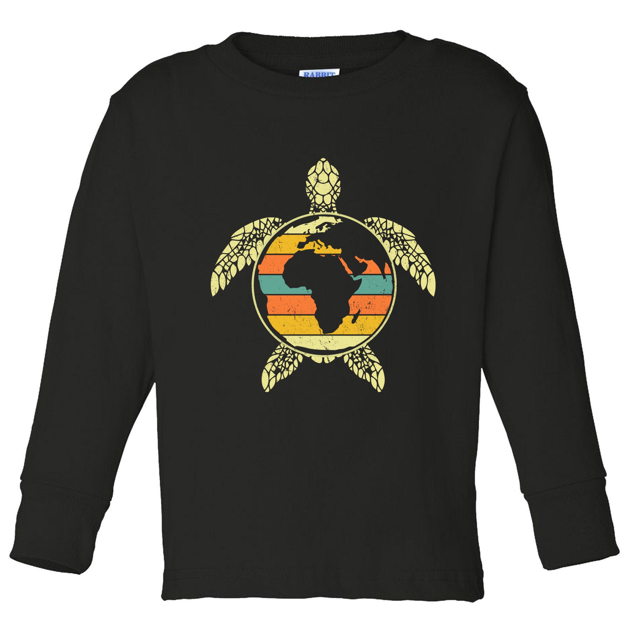 Earth Day Turtle Retro Toddler Long Sleeve Shirt