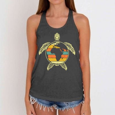 Earth Day Turtle Retro Women's Knotted Racerback Tank