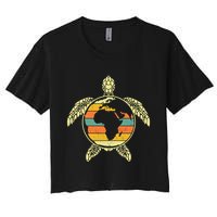 Earth Day Turtle Retro Women's Crop Top Tee