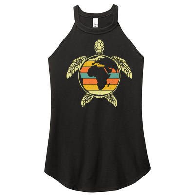 Earth Day Turtle Retro Women’s Perfect Tri Rocker Tank