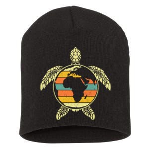 Earth Day Turtle Retro Short Acrylic Beanie