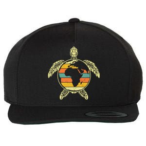 Earth Day Turtle Retro Wool Snapback Cap