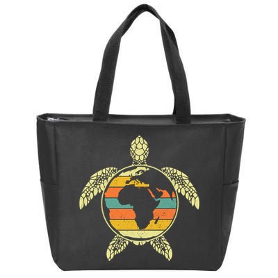 Earth Day Turtle Retro Zip Tote Bag