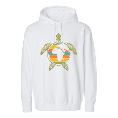 Earth Day Turtle Retro Garment-Dyed Fleece Hoodie