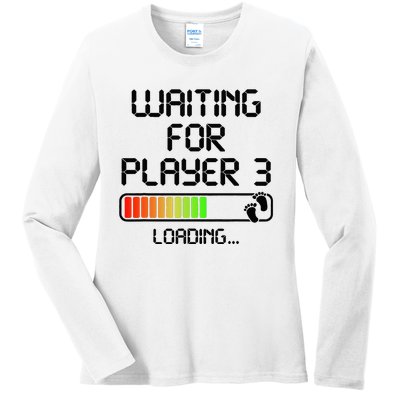 Expectant Dad To Be Gamer Pregnancy Announcement Player 3 Ladies Long Sleeve Shirt