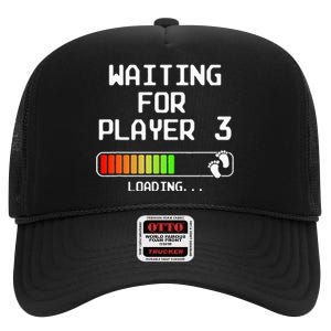 Expectant Dad To Be Gamer Pregnancy Announcement Player 3 High Crown Mesh Back Trucker Hat