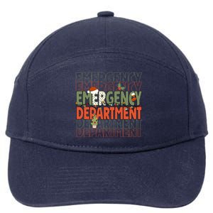 Emergency Departt Team Christmas Santa Hat Ed Nurse Er Cool Gift 7-Panel Snapback Hat