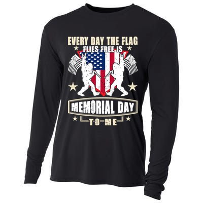 Every Day The Flag Flies Free Is Memorial Day To Me Gift Cooling Performance Long Sleeve Crew