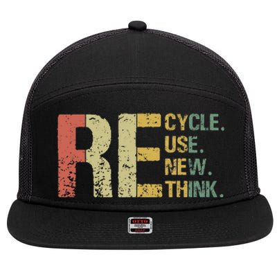 Earth Day Tee Recycle Reuse Renew Rethink 7 Panel Mesh Trucker Snapback Hat