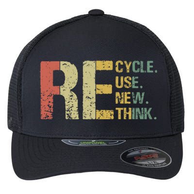 Earth Day Tee Recycle Reuse Renew Rethink Flexfit Unipanel Trucker Cap