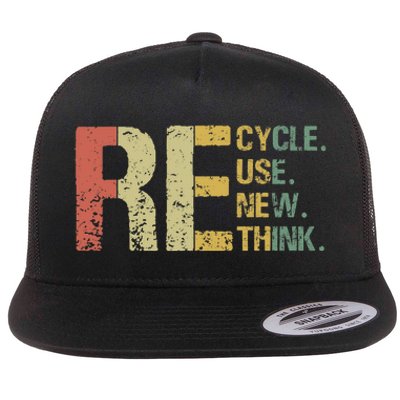 Earth Day Tee Recycle Reuse Renew Rethink Flat Bill Trucker Hat