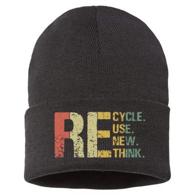 Earth Day Tee Recycle Reuse Renew Rethink Sustainable Knit Beanie