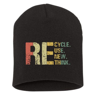 Earth Day Tee Recycle Reuse Renew Rethink Short Acrylic Beanie