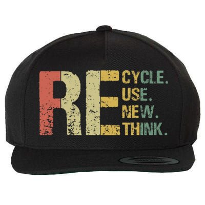 Earth Day Tee Recycle Reuse Renew Rethink Wool Snapback Cap