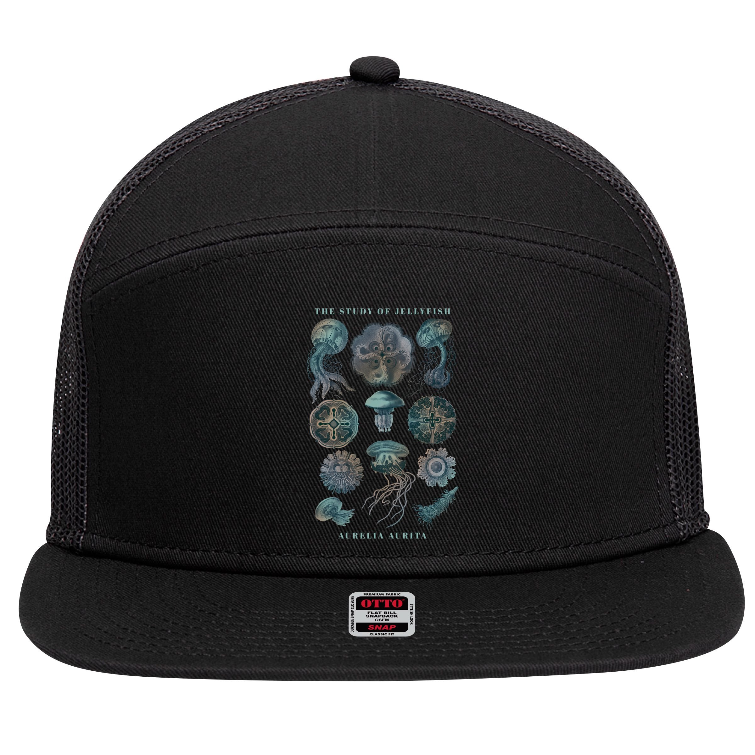 Earth Day The Study Of Jellyfish Gift 7 Panel Mesh Trucker Snapback Hat