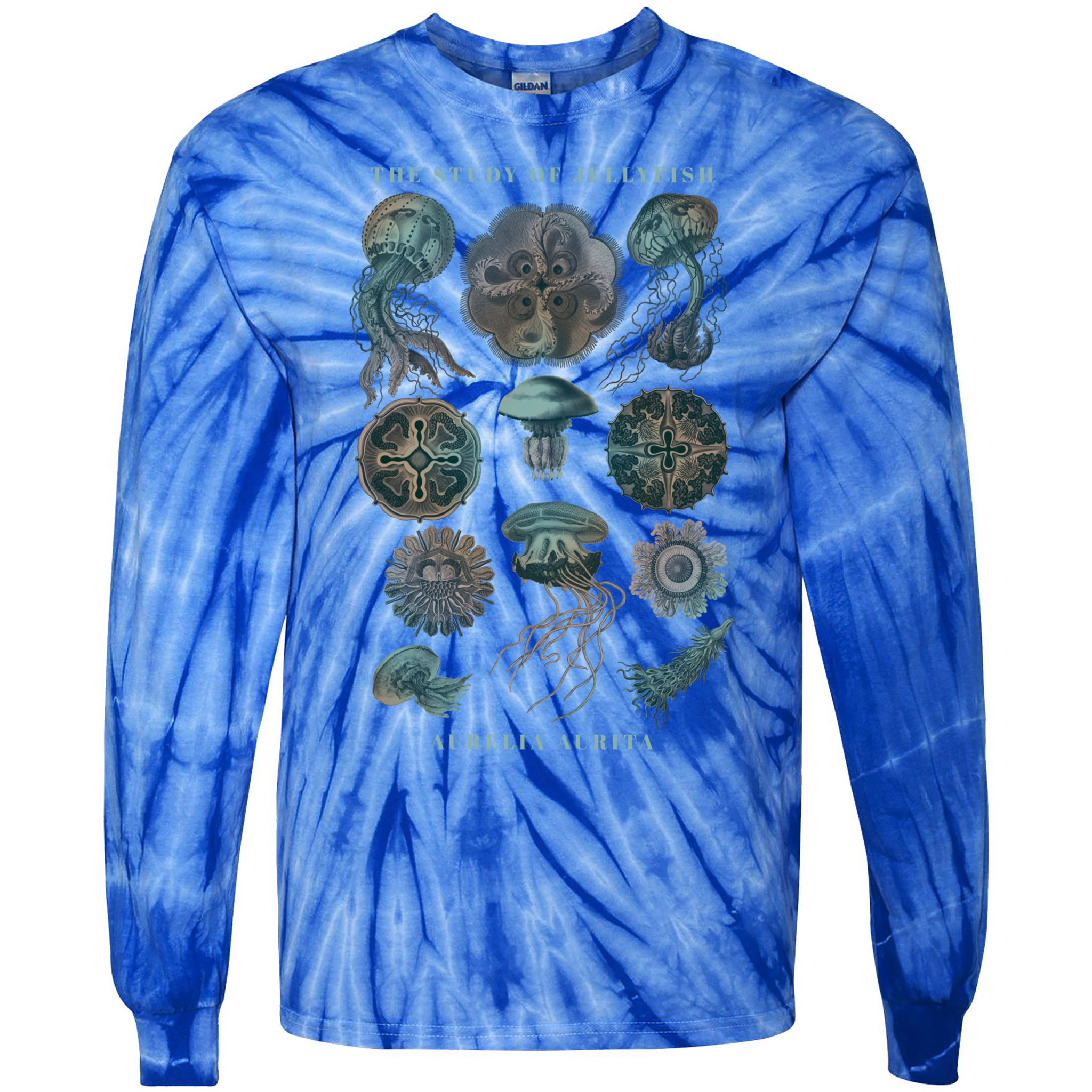 Earth Day The Study Of Jellyfish Gift Tie-Dye Long Sleeve Shirt