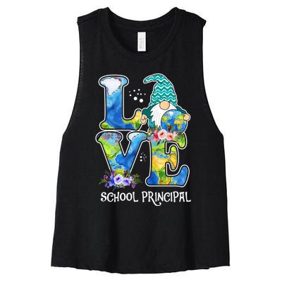 Earth Day Teacher Gnome School Principal Women's Racerback Cropped Tank