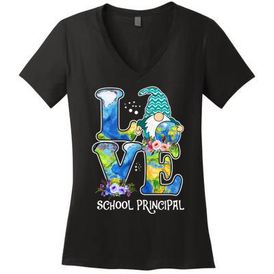 Earth Day Teacher Gnome School Principal Women's V-Neck T-Shirt