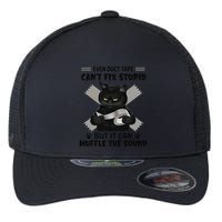 Even Duct Tape Cant Fix Stupid Funny Sarcastic Black Cat Flexfit Unipanel Trucker Cap