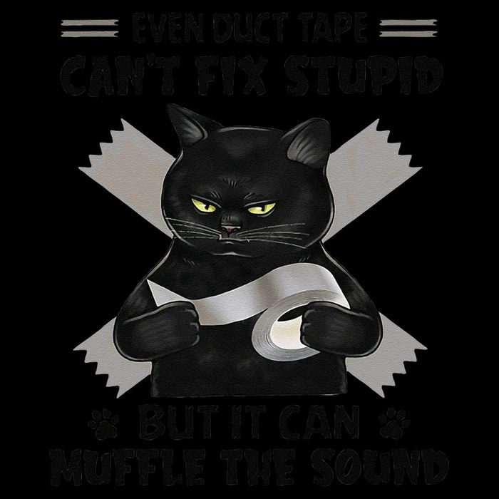 Even Duct Tape Cant Fix Stupid Funny Sarcastic Black Cat Mug
